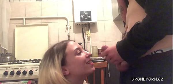  Young couple having sex in the kitchen